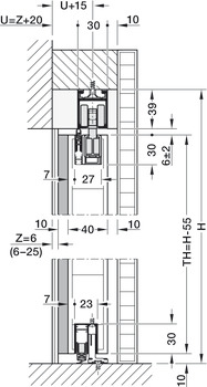 Schiebetürbeschlag, Hawa Porta 60/100 HMD Acoustics/Hawa Porta 60/100 HMT Pocket Acoustics, Garnitur